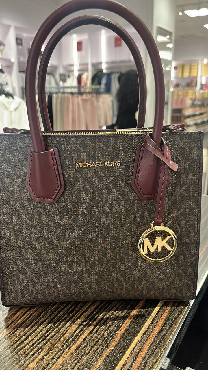 Michael Kors Mercer Medium Messenger Bag In Merlot/gold