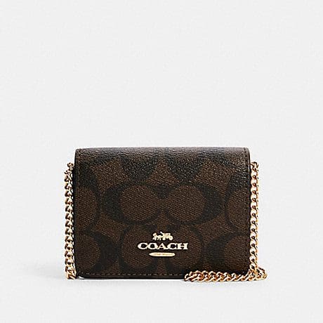 (US Readystock) COACH Mini Wallet On A Chain In Signature Canvas ...