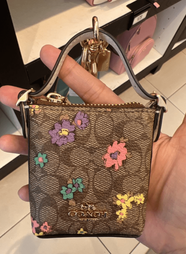 uMoMasShop (PRE-ORDER) COACH Mini Val Duffle Bag Charm In Signature Canvas  With Spaced Floral Print