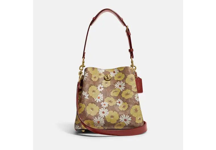 (US Readystock) COACH Willow Bucket Bag In Signature Canvas With Floral ...