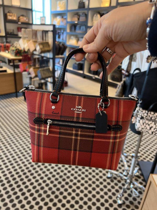 uMoMasShop (Pre Order) COACH Mini Gallery Crossbody With Tartan Plaid Print