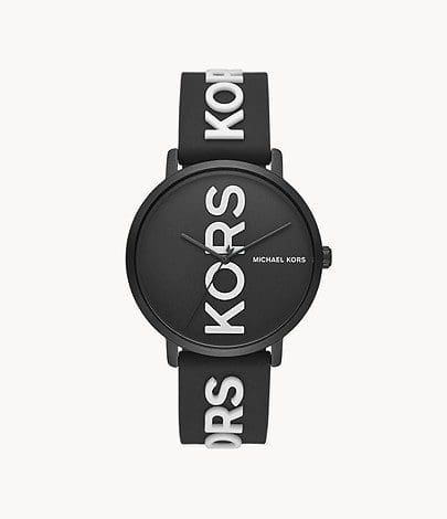 uMoMasShop (PRE Order) MICHAEL KORS Women's Charley Three-Hand Black  Silicone Watch