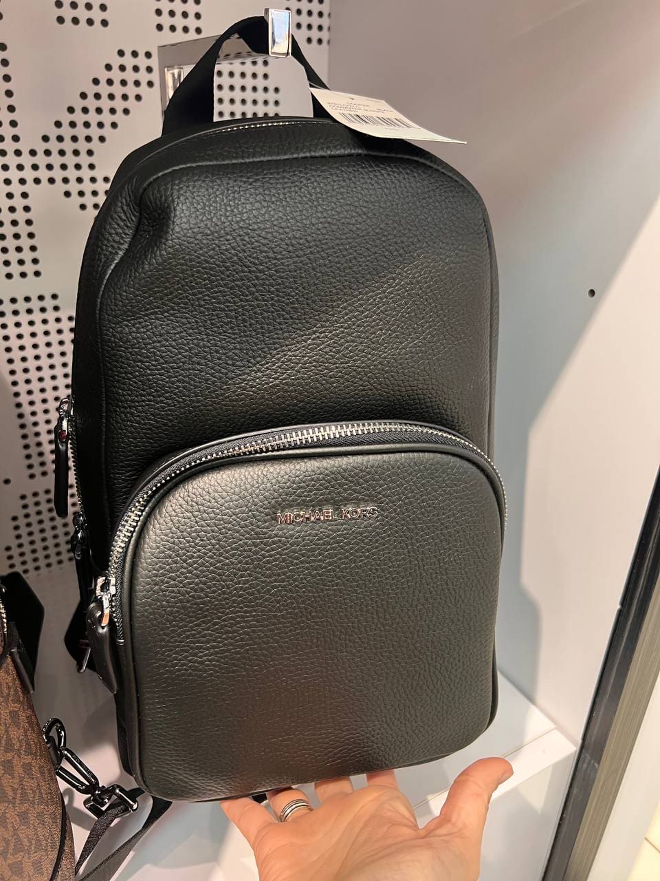 LEATHER KORS MEN'S COOPER BLACK Commuter Sling Pack Crossbody Bag