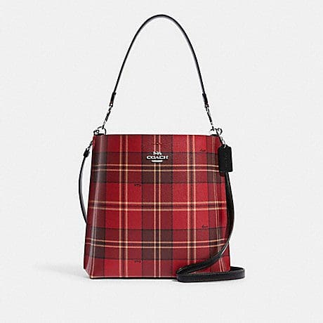 uMoMasShop (US Readystock) COACH Mollie Bucket Bag With Tartan Plaid Print