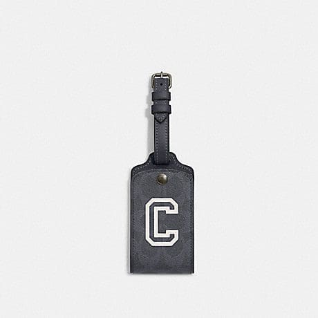 (PRE Order) COACH Luggage Tag In Signature Canvas With Varsity Motif ...