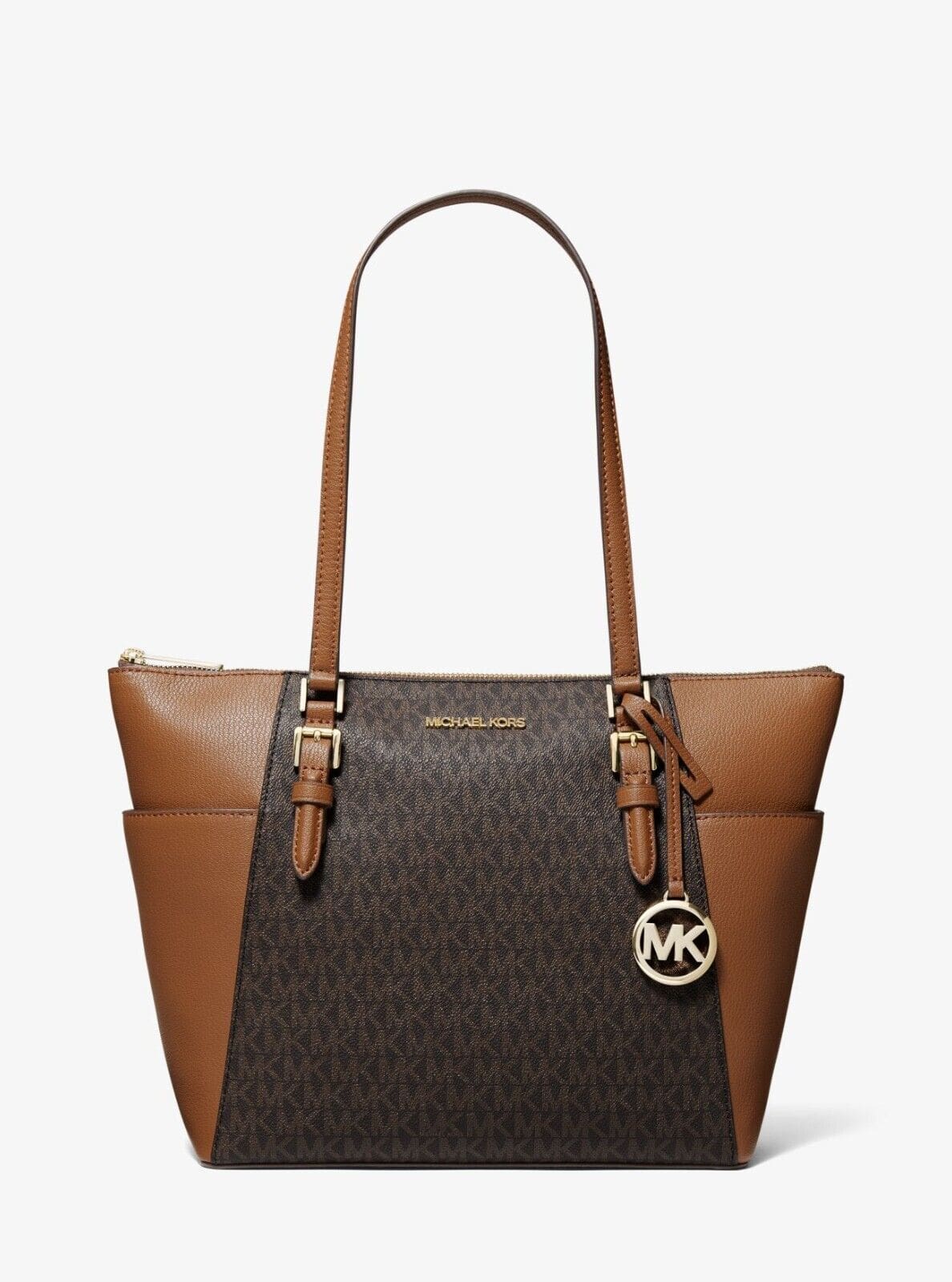 (US Readystock) MICHAEL KORS Charlotte Large Top Zip Tote Leather ...