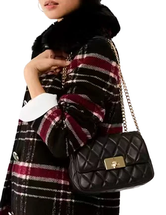 Kate Spade New York Carey Quilted Small Flap Crossbody Black 04 Large