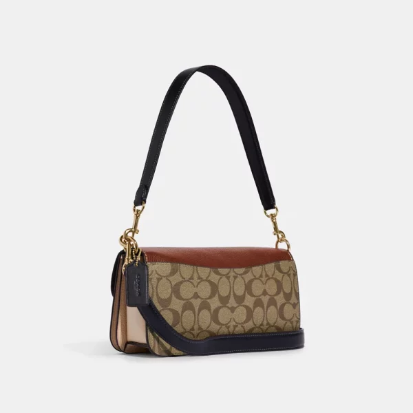 C0achmorganshoulderbagincolorblocksignaturecanvasinkhakimulti Ce560 4large