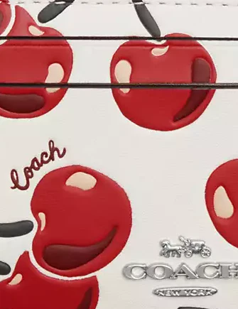 Coach Mini Skinny Id Case With Cherry Print Chalk 03 Large