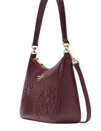 Kate Spade New York Margot Floral Applique Shoulder Bag Dark Merlot 03 Large