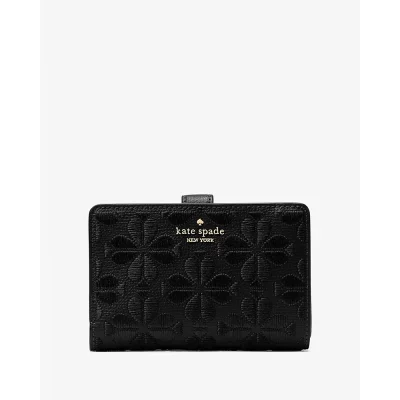 Katespadespadeflowerembroideredmediumbifoldwalletinblack Kl899 1large